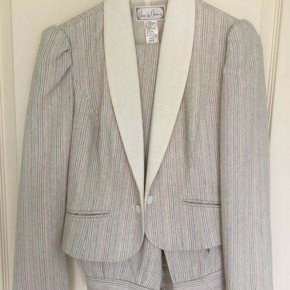 Vintage striped pantsuit cream size 5 - Picture 1 of 4